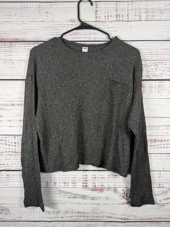 Old Navy Tops - Old Navy Cropped Waffle Knit Long Sleeve Top Gray Size Small
